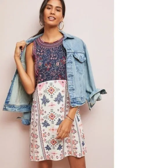 Anthropologie Multicolor Patterned Mini Dress - Picture 4 of 12